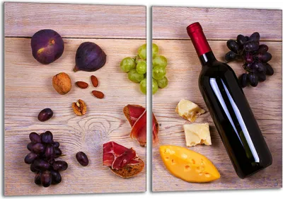 Produktbild von Herdabdeckplatten Set 2x40x52 cm Glaskeramikkochfeld Abdeckung Glas Spritzschutz, Wein Holz