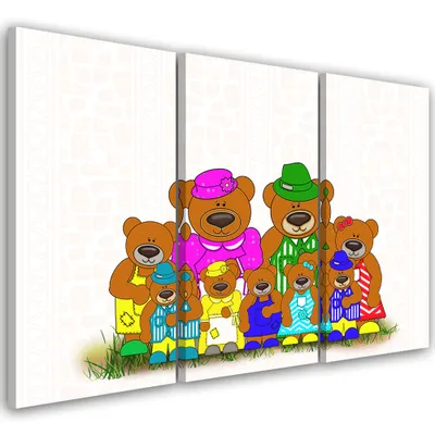Produktbild von Triptychon auf leinwand tiere - bunt 90x60 cm Feeby farbe wandbild bereit zum aufhängen