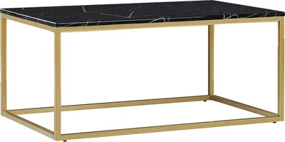 Zdjęcie produktu dla BELIANI Stolik kawowy czarny blat z efektem marmuru złota metalowa rama prostokątny 100 x 60 cm do salonu styl nowoczesny glam