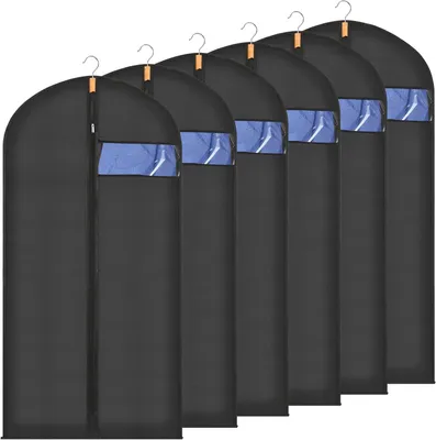 Produktbild von 6 Kleidersäcke 140x60cm PEVA Anzughülle staubdicht Schwarz