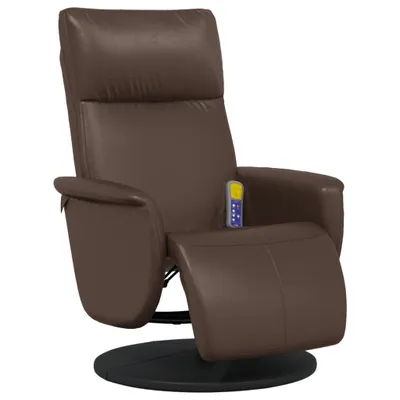 Image de vidaXL Fauteuil de massage avec repose-pieds Marron Similicuir