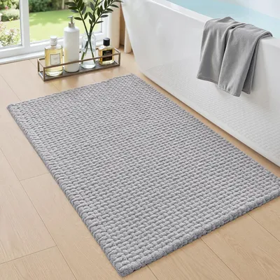 Obrázek produktu pro Podložka - 40 x 60 cm - Chenille (froté) - Protiskluzová - Absorpční - Světlě šedá