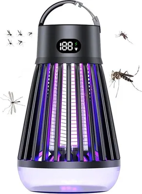 Zdjęcie produktu dla Przenośna, wodoodporna lampa odstraszająca owady z wbudowanym paskiem LED, idealna na kemping (czarna, 1 szt.)