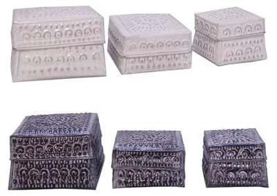 3er-Set Metalldosen, 2 Farben, 16x35x16 cm