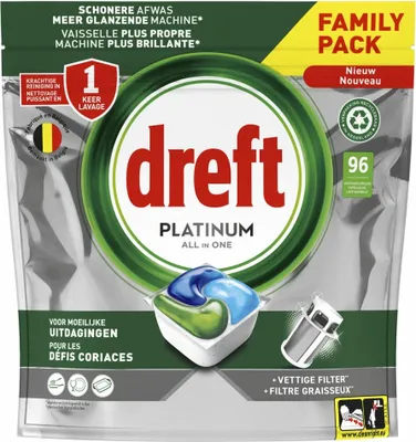 Produktbild von Dreft - Geschirrspültabs - Platinum All-in-One Original - Großpackung - 96 Tabs - 1 Stück