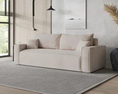 Obrázek produktu pro Rozkládací pohovka 230 cm Figo - Rozkládací pohovka, rozkládací pohovka - Pohovka se sametovou tkaninou (Béžová - Komodo 11)