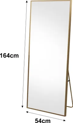 Obrázok produktu pre Veľké celoplošné zrkadlo, 164 x 54 cm, veľké stojace zrkadlo, na zavesenie, do spálne, obývačky, predsiene, obdĺžnikové, zlaté