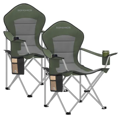 Produktbild von SONGMICS Campingstuhl 2er Set, klappbar, Klappstuhl, breiter Sitz, hohe Rückenlehne, Outdoor-Stuhl, tragbar, Outdoor-Stuhl, Getränkehalter