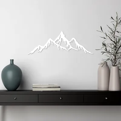 Obrázok produktu pre Wallity, Full Mount And Mountain - 4, Dekoratívny držiak na palice z kovu, 100 % METALL, Weiß, 62 x 22 cm