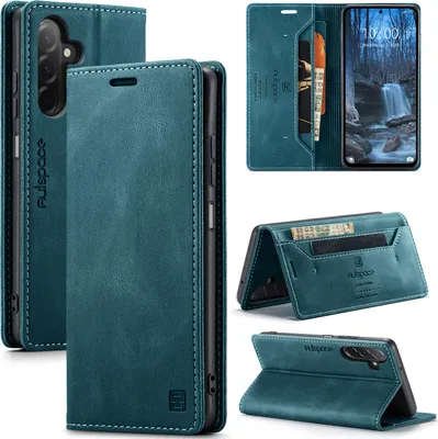 Immagine prodotto di Custodia per Samsung Galaxy A26 / A17 5G/4G, Custodia retrò in Finto cuoio, supporto e custodia protettiva blu