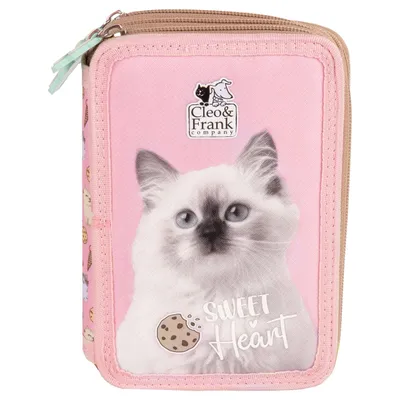 Produktbild von Süße Katze 3 Fach Federtasche gefüllt Federmäppchen Federmappe Sweet Heart