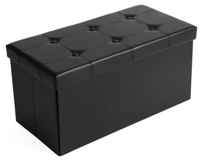 Produktbild von Schwarze Sitzbank mit Stauraum, Aufbewahrungsbox, Fußhocker, faltbar und gepolstert
