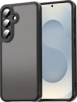 Immagine prodotto di Custodia per Samsung Galaxy S25, retro traslucido opaco con protezione della fotocamera, custodia protettiva antiurto Nero