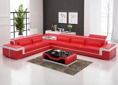 Zdjęcie produktu dla Narożnik Z Designerską Skórzaną Tapicerką Tekstylną