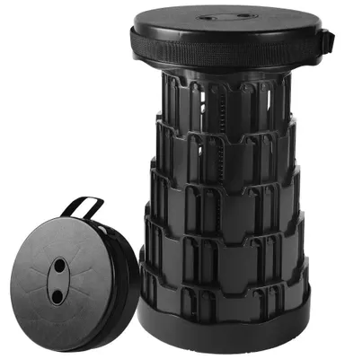 Immagine prodotto di Set da 2 sgabelli pieghevoli telescopici rotondi - Sgabelli da campeggio - Altezza 9–43,5 cm - Portata 200 kg - Seduta Ø 25 cm - Plastica PP - Colore A