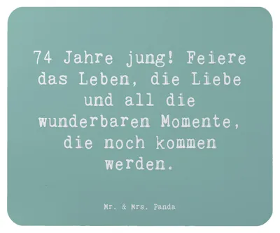 Produktbild von Mr. & Mrs. Panda Mauspad Spruch 74. Geburtstag Freude - Meeresbrise - Geschenk, Mousepad, 74 Jahre, Alter, laptop, mausteppich, Feiern, Mouse Pad, Happy Birthday