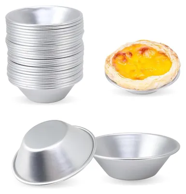 Obrázok produktu pre Formy na koláče/muffiny, 25 kusov, z hliníka, opakovane použiteľné, s nepriľnavým povrchom, vhodné na prípravu dezertov, mini koláčov, muffin a cupcakes
