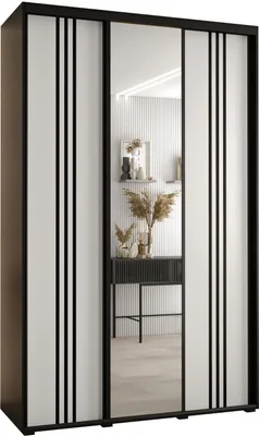 Produktbild von MEBLE KRYSPOL Cannes 7 Schrank mit 3 Schiebetüren - 205,2x160x45 cm - Schwarz Weiß Schwarz