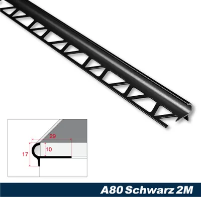 Produktbild von Effector Fliesenschiene aus eloxiertem Aluminium - Fliesenkanten Schutz - (C-Form Profil schwarz) Fliesenprofile Fliese Leiste Stufenprofil Aluwinkel