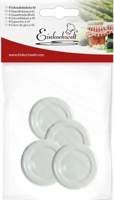 Produktbild von DOSEN-ZENTRALE Twist-off Deckel pasteurisationsfest Ø43mm weiß 4er Beutel