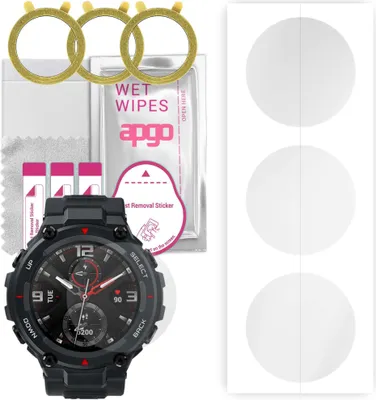 Produktbild von apgo 3 Stück Schutzfolie, klar, kompatibel mit Amazfit T-Rex Smartwatch, Hydrogel Displayschutzfolie mit Positionierhilfe, Displayfolie, robust und kratzfest