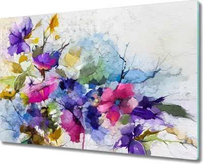 Produktbild von Coloray Küchenbrett Kochplattenabdeckung Hackbrett Schneidebrett Herdabdeckplatte 80x52 cm - Blumen Zweig