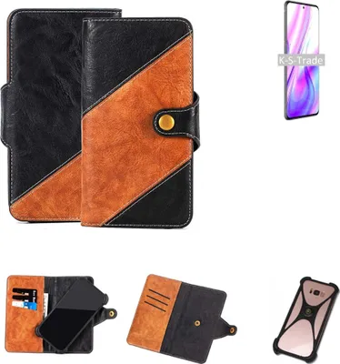 Produktbild von K-S-Trade Handyhülle Schutzhülle Bookstyle Case Wallet-Case kompatibel mit ZTE S30 Pro Handy Cover Bumper Klapphülle schwarz hellbraun 1x