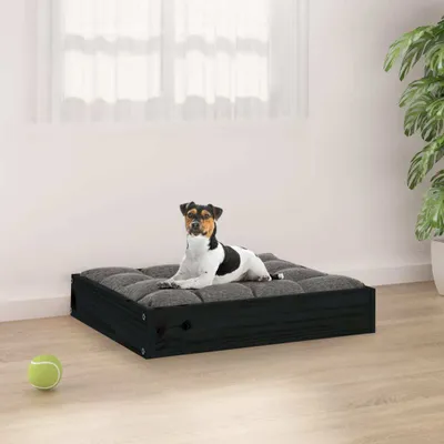 Produktbild von PUEAZU Hundebett Schwarz 51,5x44x9 cm Massivholz Kiefer - Hundebetten &78612