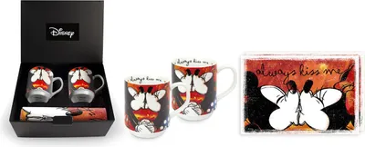 Zdjęcie produktu dla Gilde 4tlg. Set, Disney, Tasse / Becher, "always kiss me", Kunststoff, Porzellan, rot, VE 2, B. 11.5 cm, H. 10 cm, D. 8 cm 81320 8058150801741