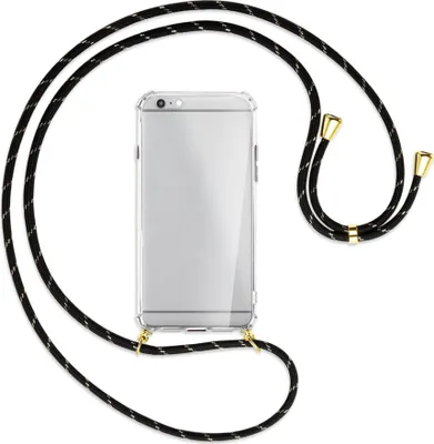 Produktbild von Handykette Backcover-Schutzhülle mit Band (Metall goldfarben) für Apple iPhone 6 Plus - schwarz/gold
