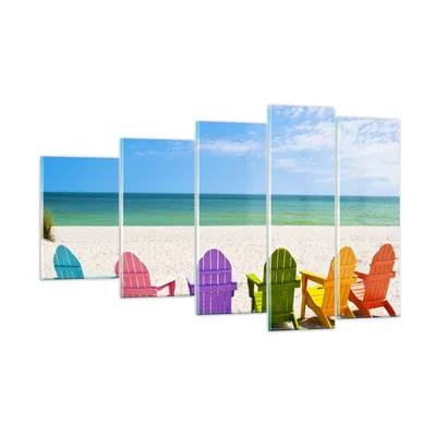 Produktbild von Bilder auf glas - Sunbed ufer florida Sommer - 100x60cm - Glasbilder - Wandbilder - Kunstdruck - zum Aufhängen bereit - Wanddekoration aus Glas - Glas Bilder - Wandbild auf Glas - GEG100x60-3160