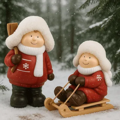 Produktbild von Weihnachtsfiguren 2er Set Dekofigur Weihnachten Weihnachtsdeko Keramik Figur