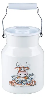 Melkkanne mit Deckel, 1,5 l, Emaille, mehrfarbig