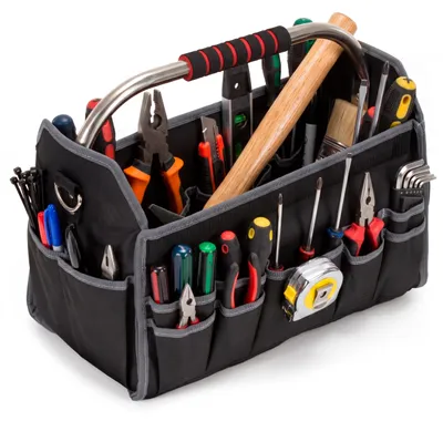 Productafbeelding van Gereedschapstas - Werkplaatstas - Gereedschapsorganizer - Vakken - Zwart - 41 x 23 x 35 cm