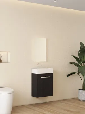 Immagine prodotto di Mobile per WC - Bianco lucido - Dimensioni compatte 45 cm con colonna in Vetroceramica