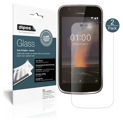 Produktbild von 2x Schutzfolie für Nokia 1 matt - Anti-Shock 9H Folie dipos Glass Displayfolie