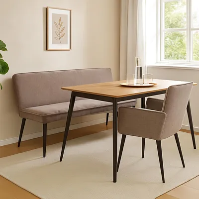 Produktbild von Polsterbank Mesilla Braun Stoff Metall 140 cm breit 49 cm Sitzhöhe 60 cm Sitztiefe