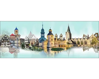 Produktbild von Glasbild Paderborn Wahrzeichen Panorama II GLA2302 125x50 cm