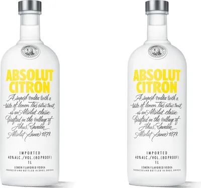 Produktbild von Absolut Vodka Citron 2er Set, Wodka, Schnaps, Spirituose, Alkohol, Alkoholgetränk, Flasche, 40 %, 2 x 1 L