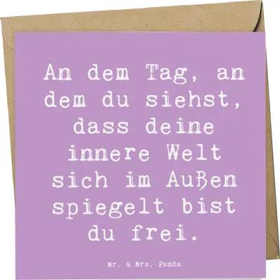 Produktbild von Mr. & Mrs. Panda Glückwunschkarte Spruch Selbstreflexion Freiheit - Lavendeltraum - Geschenk, Bedürfnisse, Gefühl, Selbstverwirklichung, anlasskarte, Klappkarte, Harmonie