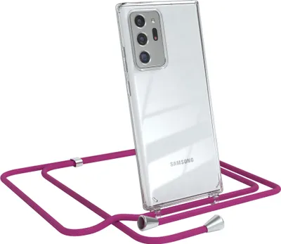 Produktbild von EAZY CASE Handykette kompatibel mit Samsung Galaxy Note 20 Ultra / Note 20 Ultra 5G, Handyhülle mit Umhängeband, Handykordel, Schutzhülle Clear, Band in Rosa