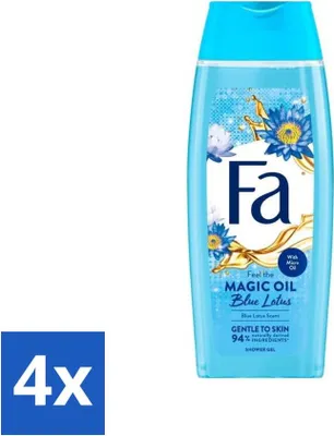 Zdjęcie produktu dla Fa - Żel pod prysznic - Magic Oil - Zapach Niebieski Lotos - 250 ml - Opakowanie ekonomiczne - 4 sztuki