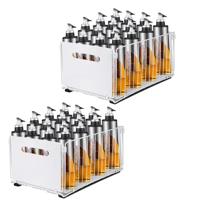 Produktbild von 2er Set Gewürzregal Teleskopschublade Ausziehbare Schublade Aufbewahrungsregale für Küche Esszimmer Büro Weiß