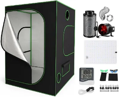 Produktbild von PACKSAUS® HYDRO 600D Growzelt 150x150x200cm Anzucht Komplettset: Umfassendes LED Grow Tent Kit, inkl. Belüftungssatz für den Indoor-Anbau-Gewächshaus
