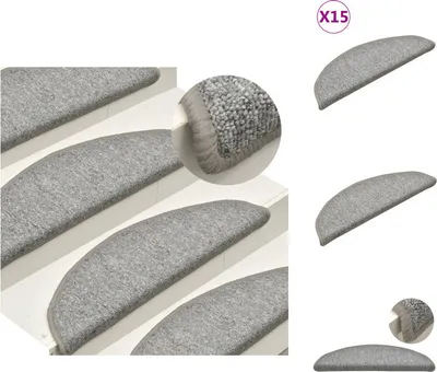 Obrázok produktu pre vidaXL Rohože na schody 15 ks Svetlosivé 56x17x3 cm - Rohože na schody