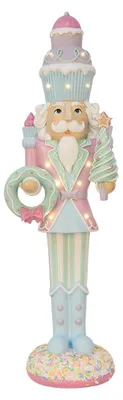Imagen del producto de Decoración navideña de Clayre & Eef con iluminación LED, figura de rompecabezas, 19x16x61 cm, color rosa, material: plástico