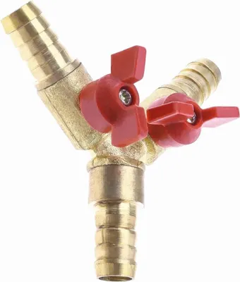 Produktbild von Y 3-weg Schlauchverbinder - Messing Kugelhahn Splitter - Zimmermannsarmatur - Luft Wasser Gas - 10 mm