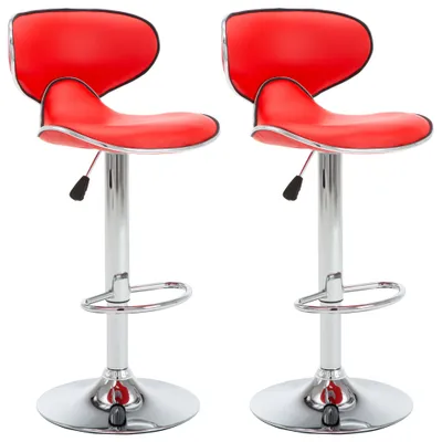 Image de vidaXL Tabouret de bar 2 pcs. Simili cuir rouge