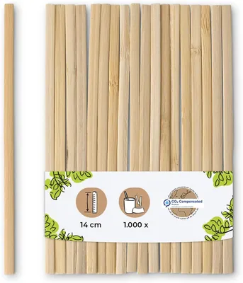 Produktbild von BIOZOYG 1000 Rührstäbchen aus Bambusholz - 14 cm - Umweltfreundlich - Für heiße Getränke - 100% biologisch abbaubar