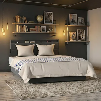 Obrázok produktu pre Čalúnená posteľ LZQ 160 x 200 cm so 4 zásuvkami, jednolôžková posteľ s úložným priestorom a čalúneným čelom, sametový rám vrátane roštu, bez matraca, tmavošedá